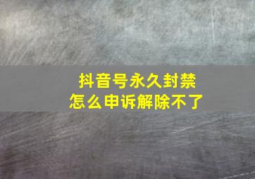 抖音号永久封禁怎么申诉解除不了