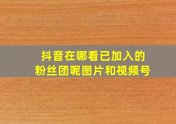 抖音在哪看已加入的粉丝团呢图片和视频号