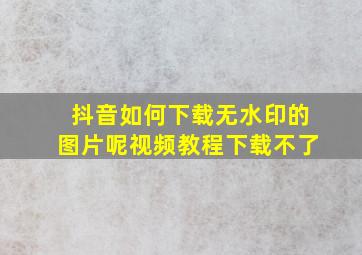 抖音如何下载无水印的图片呢视频教程下载不了