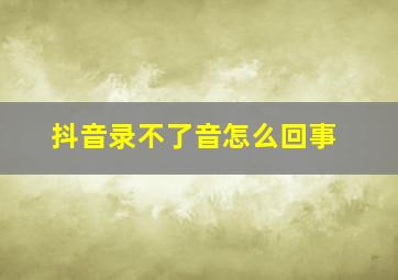 抖音录不了音怎么回事