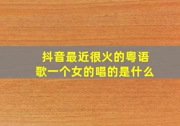 抖音最近很火的粤语歌一个女的唱的是什么