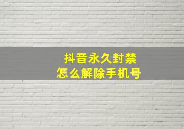 抖音永久封禁怎么解除手机号