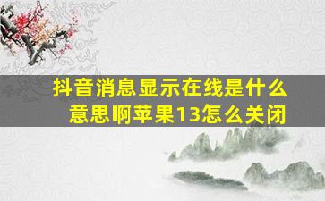 抖音消息显示在线是什么意思啊苹果13怎么关闭