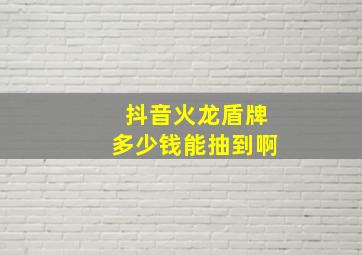 抖音火龙盾牌多少钱能抽到啊