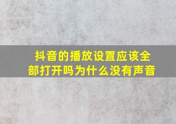 抖音的播放设置应该全部打开吗为什么没有声音