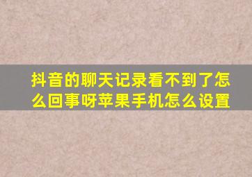 抖音的聊天记录看不到了怎么回事呀苹果手机怎么设置