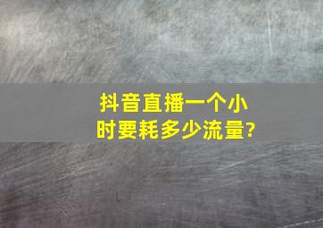 抖音直播一个小时要耗多少流量?