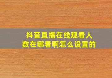 抖音直播在线观看人数在哪看啊怎么设置的