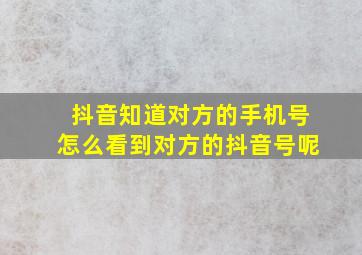 抖音知道对方的手机号怎么看到对方的抖音号呢