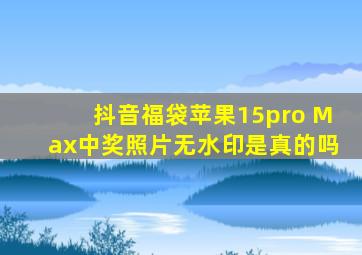 抖音福袋苹果15pro Max中奖照片无水印是真的吗