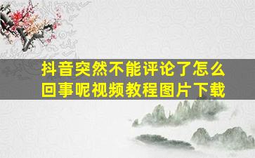 抖音突然不能评论了怎么回事呢视频教程图片下载