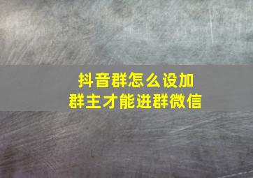 抖音群怎么设加群主才能进群微信