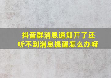 抖音群消息通知开了还听不到消息提醒怎么办呀