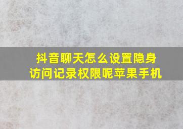 抖音聊天怎么设置隐身访问记录权限呢苹果手机