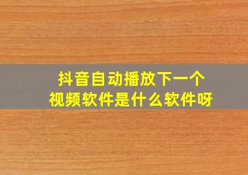 抖音自动播放下一个视频软件是什么软件呀