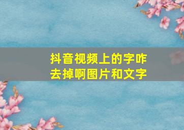 抖音视频上的字咋去掉啊图片和文字