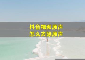 抖音视频原声怎么去除原声