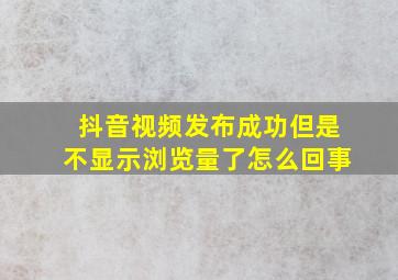 抖音视频发布成功但是不显示浏览量了怎么回事