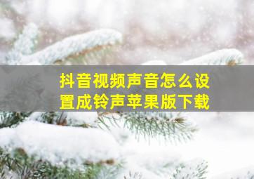 抖音视频声音怎么设置成铃声苹果版下载