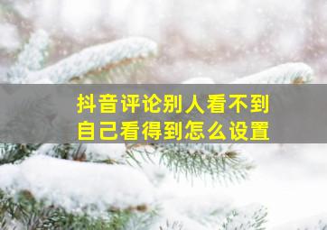 抖音评论别人看不到自己看得到怎么设置