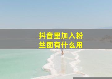 抖音里加入粉丝团有什么用