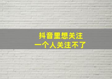 抖音里想关注一个人关注不了