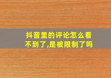 抖音里的评论怎么看不到了,是被限制了吗