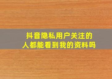 抖音隐私用户关注的人都能看到我的资料吗