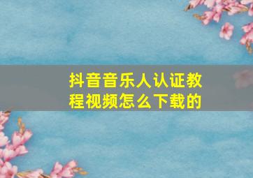 抖音音乐人认证教程视频怎么下载的