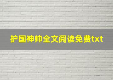 护国神帅全文阅读免费txt