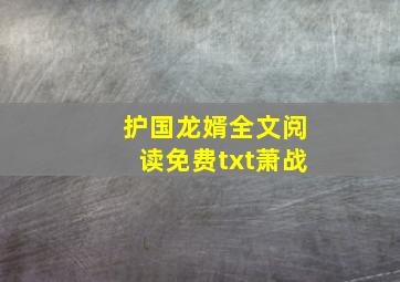 护国龙婿全文阅读免费txt萧战