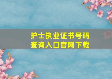 护士执业证书号码查询入口官网下载