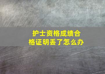 护士资格成绩合格证明丢了怎么办