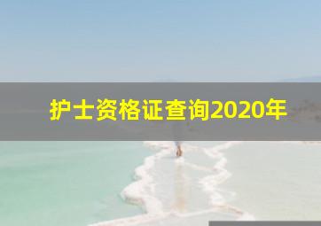 护士资格证查询2020年