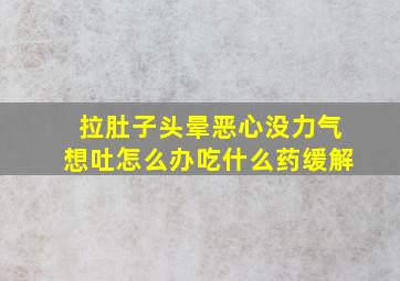 拉肚子头晕恶心没力气想吐怎么办吃什么药缓解