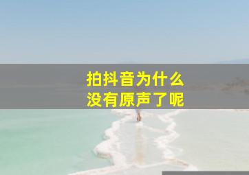 拍抖音为什么没有原声了呢