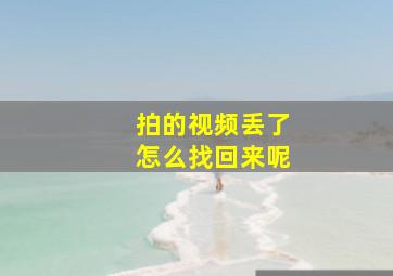 拍的视频丢了怎么找回来呢