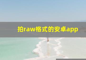 拍raw格式的安卓app