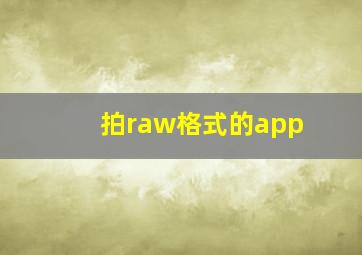 拍raw格式的app