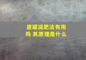 拔罐减肥法有用吗 其原理是什么