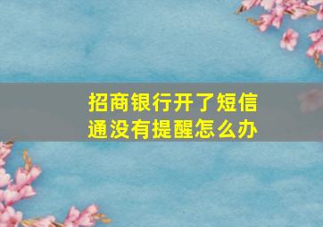 招商银行开了短信通没有提醒怎么办