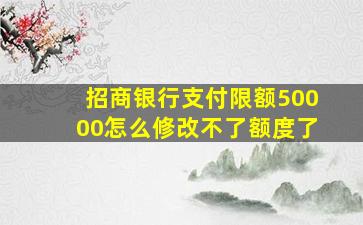 招商银行支付限额50000怎么修改不了额度了