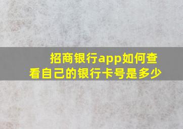 招商银行app如何查看自己的银行卡号是多少