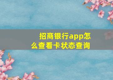 招商银行app怎么查看卡状态查询