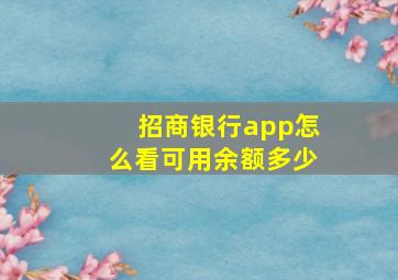 招商银行app怎么看可用余额多少