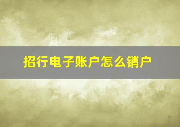 招行电子账户怎么销户