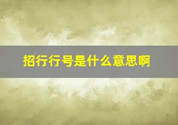 招行行号是什么意思啊