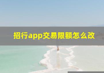 招行app交易限额怎么改