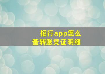 招行app怎么查转账凭证明细