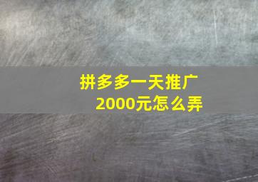 拼多多一天推广2000元怎么弄